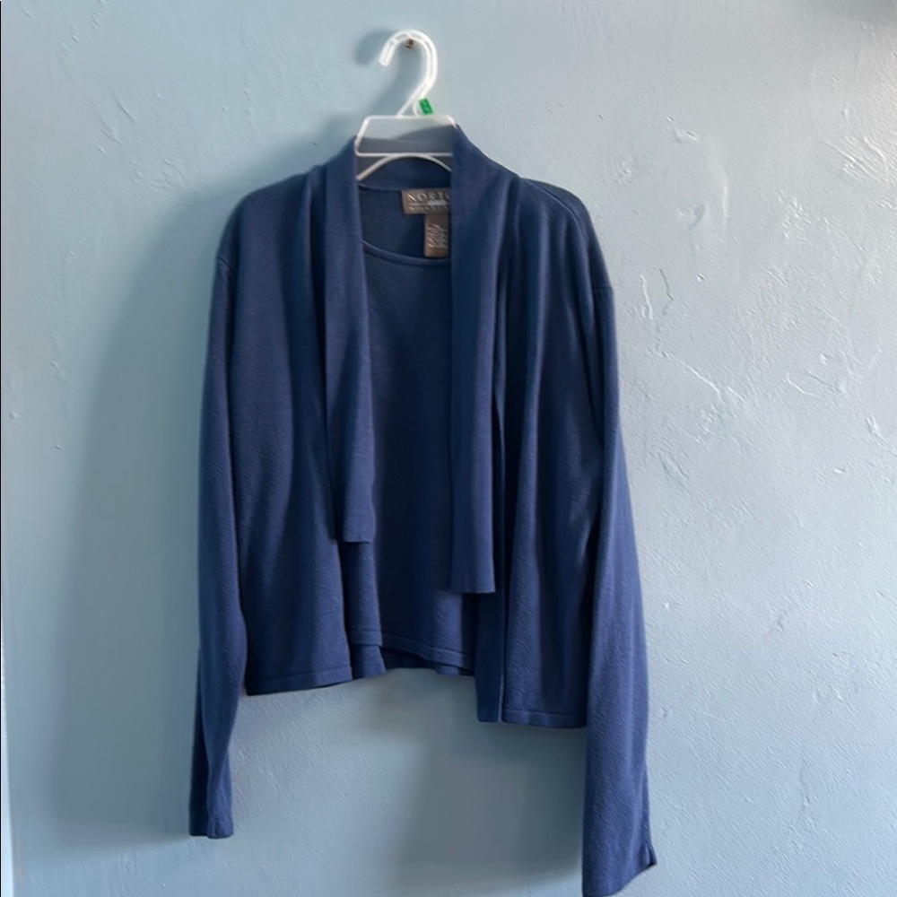 Norton McNaughton Blue Cardigan Sweater Lightweight Knit